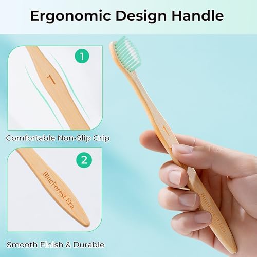 Bamboo Toothbrushes, Ultra Soft 0.12mm PBT Bristles 10 Pack - Image 3