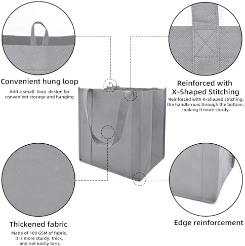 10 pack Reusable Grocery Bags,Thick Bottom-Shopping Bag for Groceries - Image 3