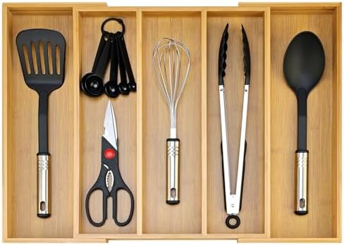 Expandable Bamboo Silverware Drawer Organizer Large Kitchen Utensils Tray by Hilislog