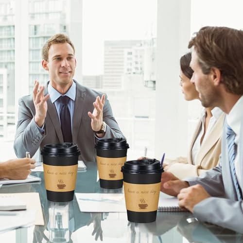 Lamosi 12 oz Coffee Cups 50 Pack, Disposable To Go Paper Cups with Lid - Image 4