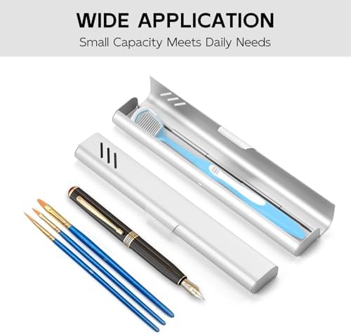 Travel Toothbrush Case, 2Pack Portable Toothbrush Holders, Durable Aluminum Toothbrush Storage Box, Small Breathable Manual Toothbrush Container for Traveling, Camping, Business Trip - Sliver - Image 6