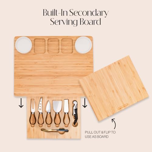 Bamboo Charcuterie Board gift Set, 12x15 in Cheese Board with 16 Accessories, Wine & Cheese Serving Platter, Gift for Housewarming, Wedding, Bridal Shower, Anniversary & Birthday for men and Women. - Image 6