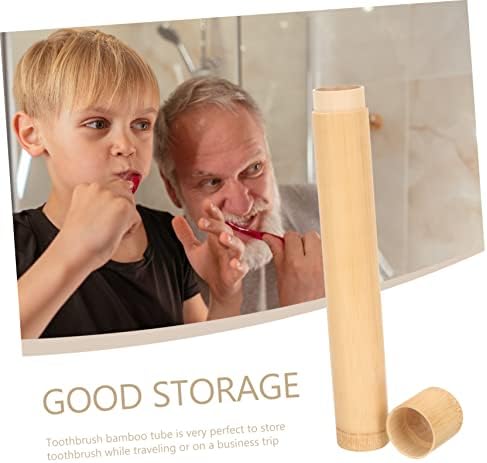 SHOWERORO Bamboo Portable Toothbrush Holder Outdoor Toothbrush Container for Travel Camping and Home Use Design for Toothbrushes - Image 7