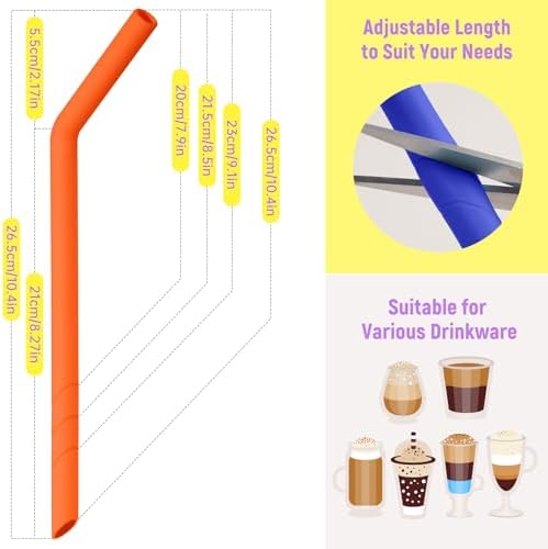 NiHome 6 PCS Extra Wide Reusable Bent Silicone Straws for Boba & Smoothies - Image 5