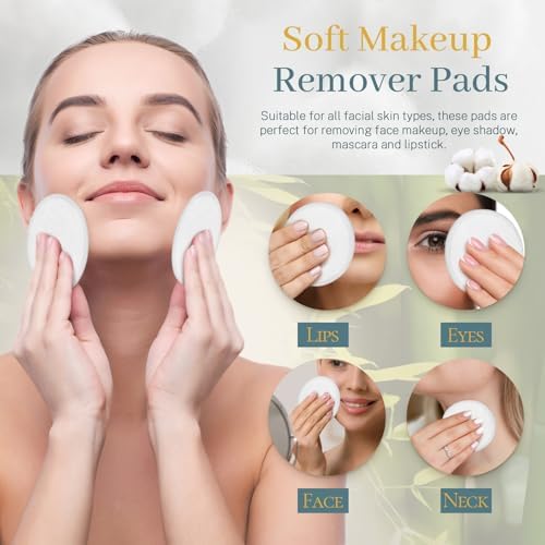 30 Pcs Natural Fiber Round Makeup Remover Pads, Washable Reusable Face Pads Cloth Rounds, Facial Cleansing Pads Wipes for All Skin Types Travel (White) - Image 6