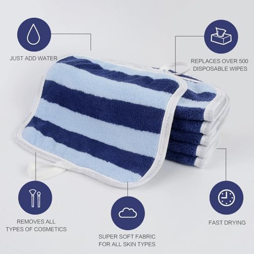 SINLAND Microfiber Facial Cloths Fast Drying Washcloth 8inch x 8inch Absorbent Face Wash Cloth Soft Makeup Remover Cloths - Image 4