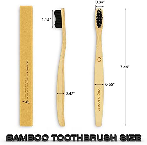 Virgin Forest Bamboo Toothbrushes 6pk, Charcoal Bristles BPA Free Eco - Image 5