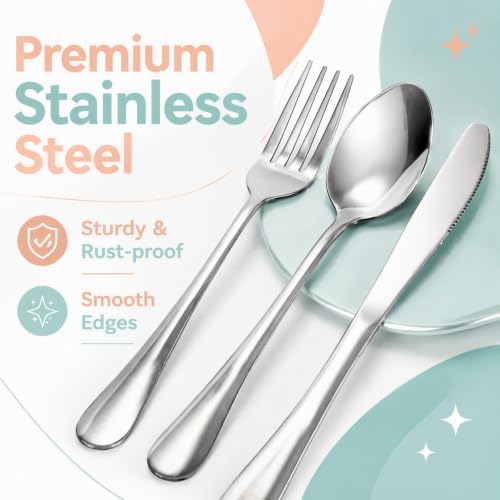 Nicunom 8 Pack Travel Silverware Set with Case, Reusable Utensils for Lunch - Image 3