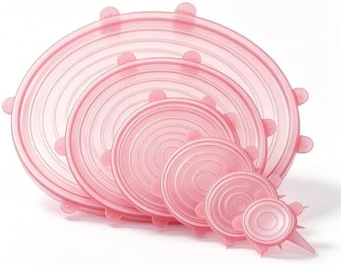 6 pcs Silicone Stretch lids set(6 Sizes,pink) by JYYHSF