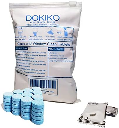 DOKIKO Glass Cleaner Refill Tablets - 50 Eco-Friendly Refill Packs,800fl oz Spray,Plastic-Free Formula for Windows, Mirrors & Windshields by DOKIKO