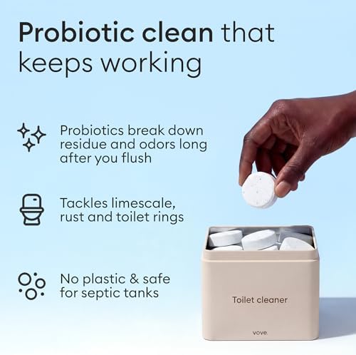Vove Probiotic Toilet Bowl Cleaner Tablets Starter Set with Tin, 12 Count - Lime Eucalyptus, Citric Acid + Oxygen Bleach, Removes Hard Water & Limescale, Plant-Based, Septic Safe, Plastic-Free - Image 3