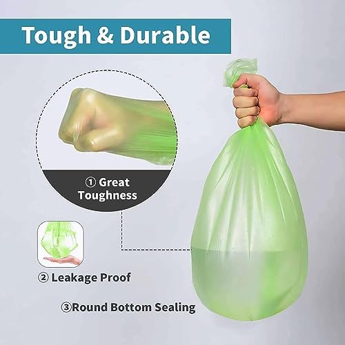 Biodegradable Trash Bags 8 Gallon, 100 Count Small Compost Bags, Compostable Strong Bathroom Garbage Bags with Tear & Leak Resistant, Recycling Eco-Friendly Trash Can Plastic Liner - Image 4