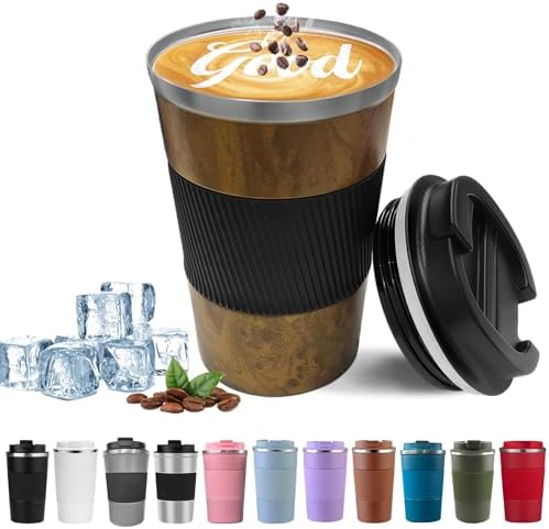 Insulated Travel Coffee Mug, Stainless Steel Coffee Cup with Leakproof Lid by YINBAOGE