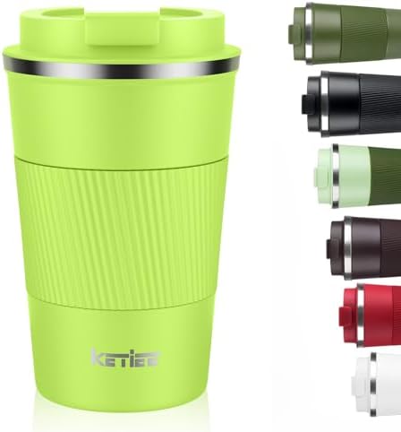 KETIEE Coffee Mug 12oz, Insulated Travel Mug with Leakproof Lid, Double Wall Vacuum Travel Coffee Mug Stainless Steel Reusable Coffee Cup for Hot and Iced Coffee Tea Water (Green) by KETIEE