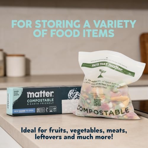 Matter Compostable Gallon Freezer Bags, Resealable, 30 Ct, Made From Plants - Image 6