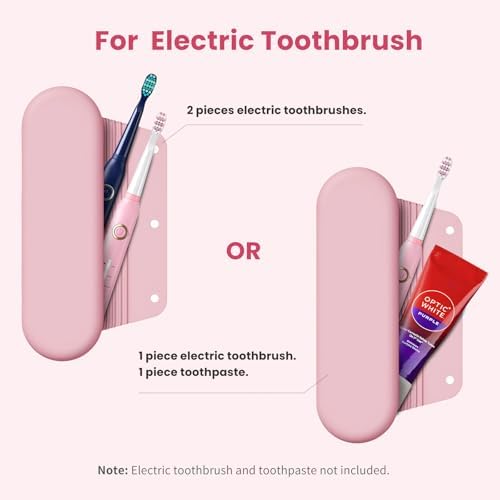 Silicone Electric Toothbrush Travel Case, Manual Toothbrush Travel Cover for Men and Women,Toothbrush Holder for Travel,Gym and More, Fits Most Manual and Electric Toothbrushes - Pink - Image 2