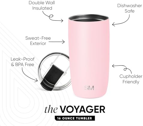 Simple Modern Travel Coffee Mug with Lid | 16oz | Pink - Image 2