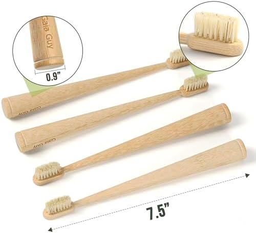 Gaia Guy Bamboo & Boar Bristle Toothbrushes – 4 Pack | Natural Boar Bristles | Plastic-Free, Standing Handle | Minimalist, Low-Waste Oral Care - Image 7