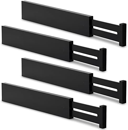 Utoplike Bamboo Kitchen Drawer Divider, Black Utensil Drawers Organizer by Utoplike