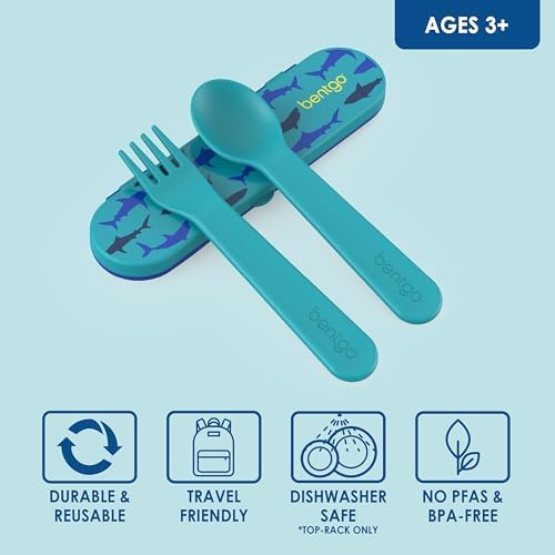 Bentgo Kids Plastic Utensil Set with Fork, Spoon, & Storage Case - Image 3