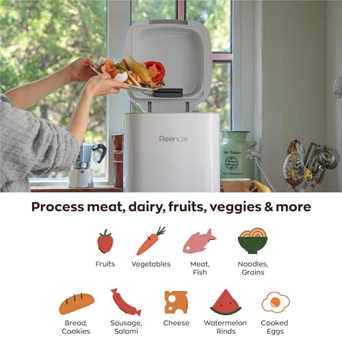 Reencle Prime Electric Composter - 14L Kitchen Composter, Decomposes Up to 2.2 lbs Food Waste Daily, Odorless Indoor Composting with Whisper-Quiet Technology & Rapid Decomposition (White) - Image 3