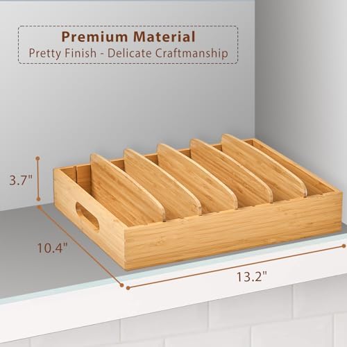 Umilife Large Bamboo Food Container Lid Organizer for Kitchen Cabinet - Image 2
