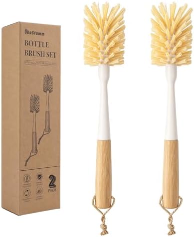 2 Pack 11.4 Inch Bamboo Bottle Brush with Odorless Nylon Bristle by %C3%96KOSTAMM