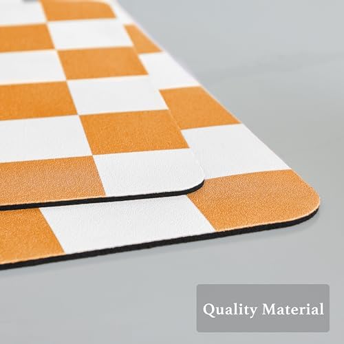 Ohocut Checkered Dish Drying Mat for Kitchen Counter, Coffee Bar Station Accessories, Retro Cute Fall Aesthetic Modern Absorbent Drainer Mat Kitchen Drying Mat Easy Clean, Orange 12" x 19" - Image 6