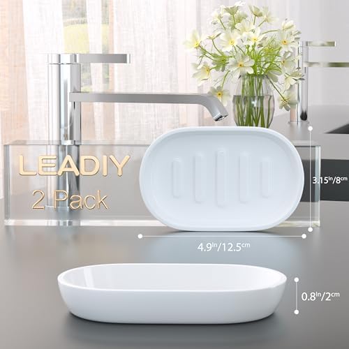 2Pcs/SetBathroom Soap Dishes, Not Plastic！,Bamboo Soap Dishes Holder for Bathroom Shower, Bathroom Sink Soap Dish (White) - Image 5