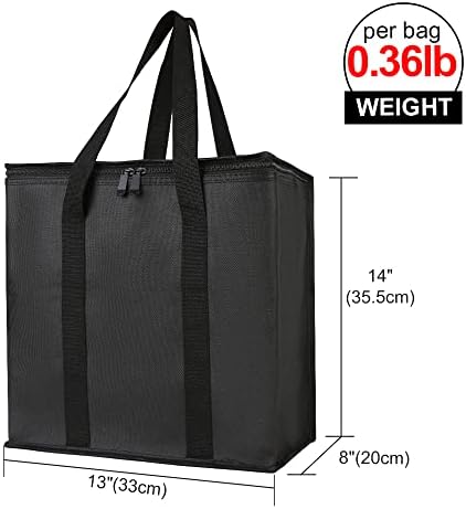 Bodaon 2-Pack Insulated Reusable Grocery Shopping Bags, Medium, Black, - Image 2