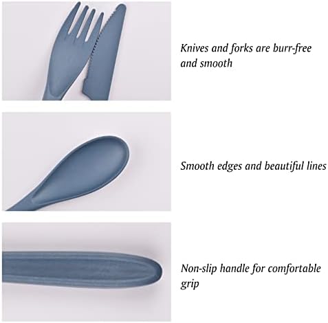 Zoyiancy 21Pcs Wheat Straw Cutlery Set, Blue Reusable Utensils - Image 3