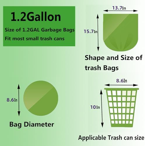 Small Trash Bags 1.2 Gallon - Biodegradable Garbage Bags Recycling Eco-Friendly Trash Can Plastic Liner Compostable Strong Bag for Bathroom Bedroom Office Kitchen Trash Can (120 Counts,Green) - Image 4