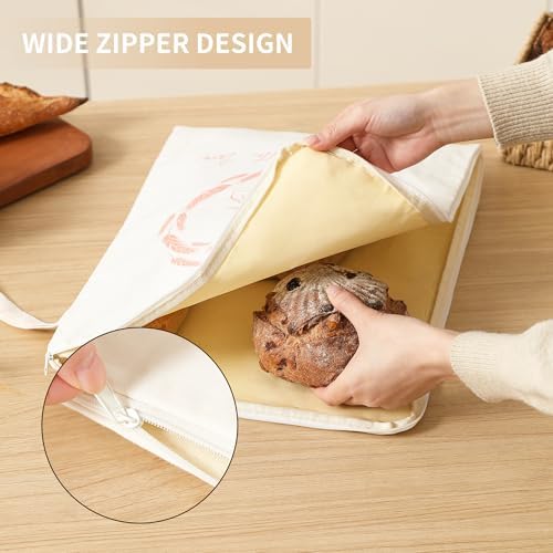 Sourdough bread Bags for Homemade Bread-2 Pack XL Reusable Beeswax Bread Bags for Homemade Bread Freezer & Refrigerator 17"×13" Natural Beeswax-Lined Cotton Food Storage Bags to Keep Fresh yellow - Image 6