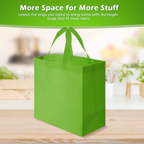 Reginary 50 Pcs Reusable Tote Bags Shopping Bags Non Woven, Green Fruit - Image 4