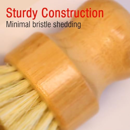 Bamboo Vegetable Brush, Natural Sisal Soft Bristle Kitchen Brush - Image 2