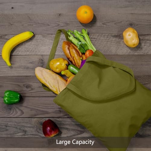 TOPDesign 12-Pack Economical 16"x15" Olive Green Cotton Tote Bags, Lightweight Medium Reusable Grocery Shopping Cloth Bags, Suitable for DIY, Advertising, Promotion, Gift, Activity - Image 5