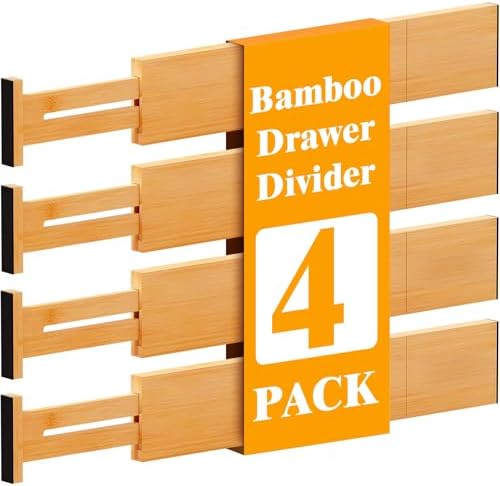 Bamboo Drawer Dividers, 12-21 Inch Kitchen Adjustable Drawer Organizers by Ryqtop