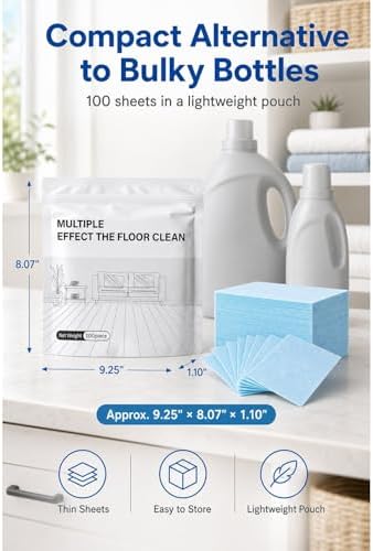Floor Cleaning Tablets, 100 Pieces Multi-Surface Cleaner Sheets for Mopping, Floor Cleaner Tablets for Hardwood Tile Laminate Vinyl, Dissolvable Solution with Crevice Brush, Yellow Osmanthus Scent - Image 6