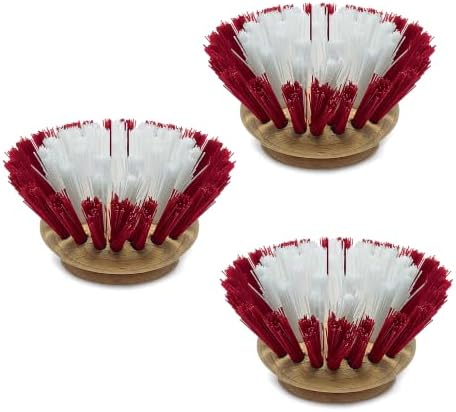 LOLA Replacement Head for The Original Dishwashing & Vegetable Brush, 3 Pack, Sustainable Birch Hardwood & Nylon Fiber Bristles, Reusable by LolaProducts