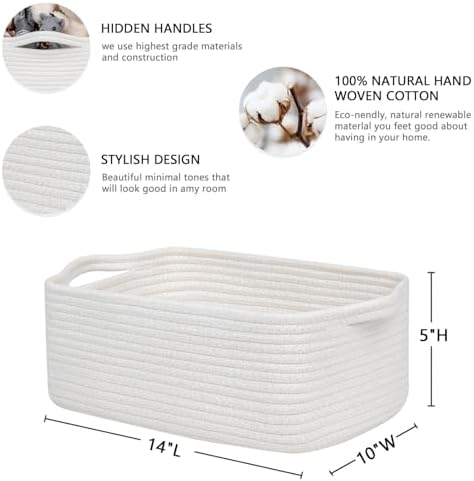 CubesLand Cute and Durable Small Cotton Rope Basket for Organizing - Image 2