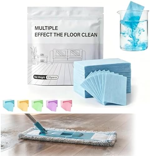 120 Pack Multi-surface Floor Cleaning Tablets, Water Soluble Floor Cleaner Sheets for Mopping Hardwood, Floors, Wall Tiles, Glass, Just Drop In Water, No Measuring (Blue-120) by Unknown