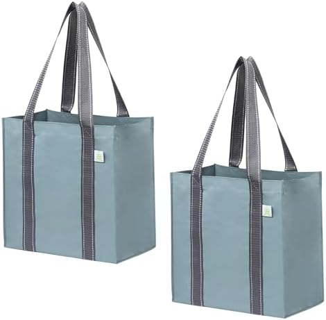 VENO 2/4 Pack Compact Reusable Grocery Shopping Bags with Hard Bottom by Veno