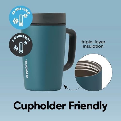 Owala SmoothSip Slider Stainless Steel Insulated Travel Mug with Handle, 100% Leak Proof, For Hot and Cold Drinks, Travel Friendly with Sliding Lock Lid, BPA Free, Leak Proof, 12oz, High Dive - Image 3