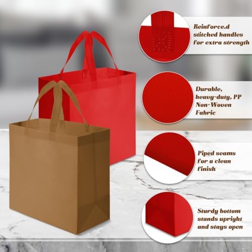 Reginary 100 PCS Non Woven Tote Bags Bulk,Orange, Brown, Yellow, Red - Image 4