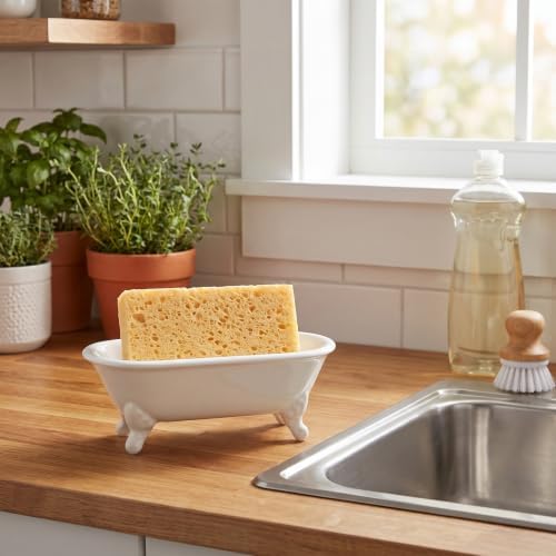 6.5" Ceramic Mini Clawfoot Bathtub Soap Dish,Bar Soap Holder,Beige - Image 6