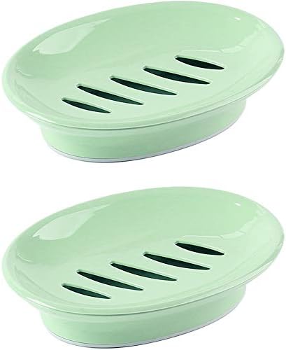 WYOK 2-Pack Soap Dish Plastic Soap Holder with Drainage for Shower (Green) by WYOK