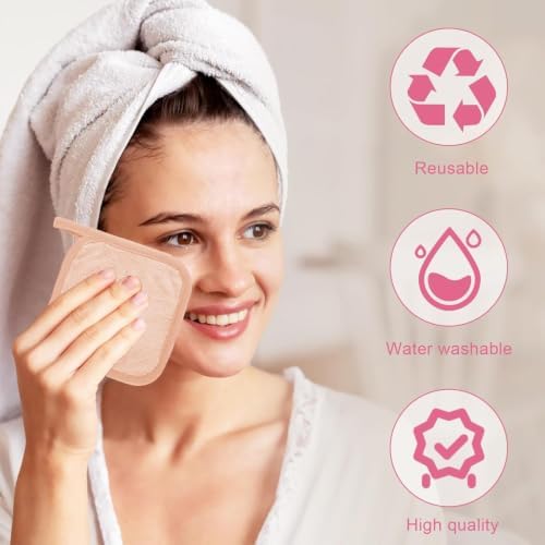 Puomue Makeup Remover Cloth 12 Pack, Ultra Soft and Reusable Microfiber Makeup Remover Towels for All Skin Types, Perfect Face Towels for Women, 6 Inch x 6 Inch, Pink - Image 4