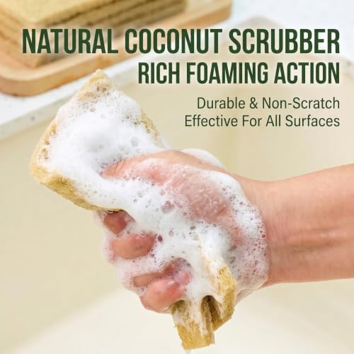 32 Pack Natural Scouring Pads, Coconut Husk Non Scratch Dish Scrubbing Pads - Image 6