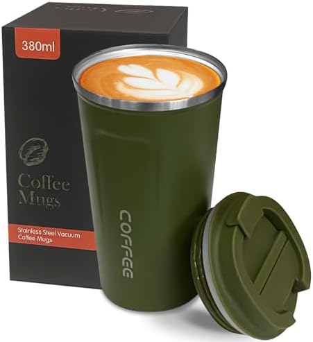 Insulated Travel Coffee Mug, Stainless Steel Coffee Cup with Leakproof Lid by YINBAOGE
