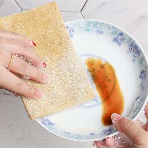 Natural Scouring Pads Biodegradable Scrubbing Pads for Kitchen Cleaning, Dishes, and Pots - Sisal hemp Fiber Scrub Pads for Dishes - Non Scratch Scouring Pads for Pots and Pans (10 Pack) - Image 5